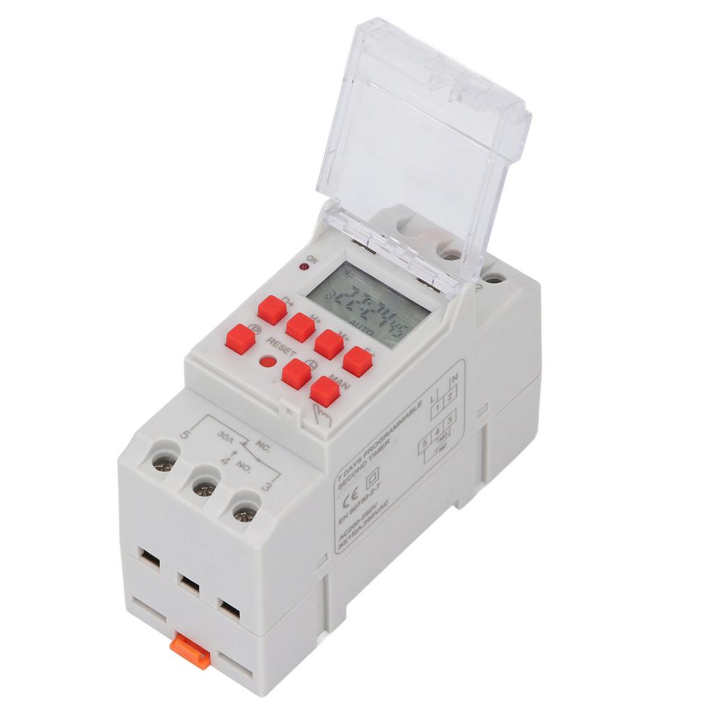 Timer Switch LCD Display 7 Day Programmable Timer NO NC Output 35mm DIN Rail Mount Miscontact Lock