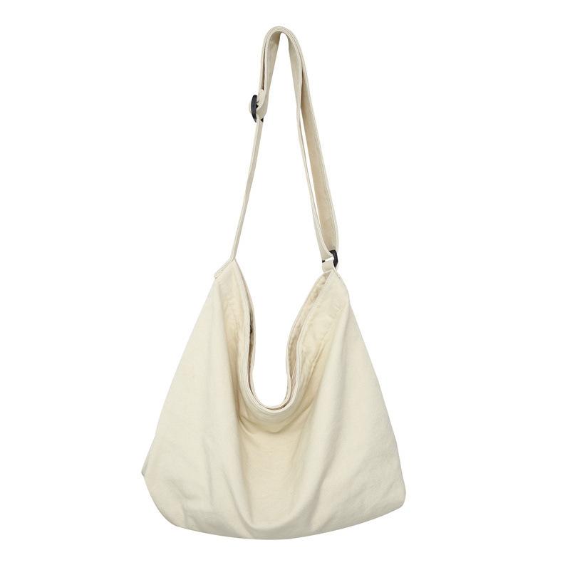 

Large Capacity Canvas Bag Solid Color Durable Washing Simple Lazy Style Crossbody Bag Shoulder Bag Casual Shopping Bag 49cm*35cm*10cm білий