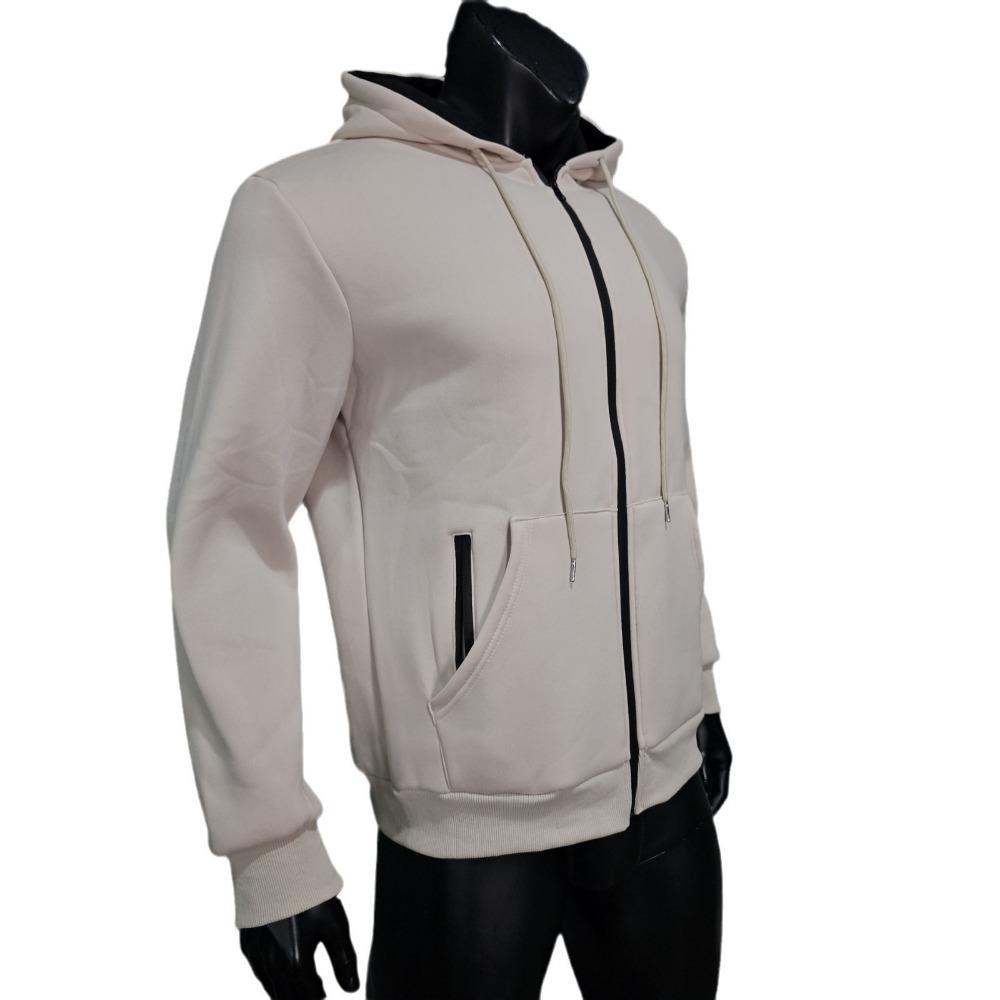Men's Comfortable Thick Hooded Sweatshirt, Zipper Sports Shirt, Long Sleeved Sweatshirt, Autumn and Winter Season