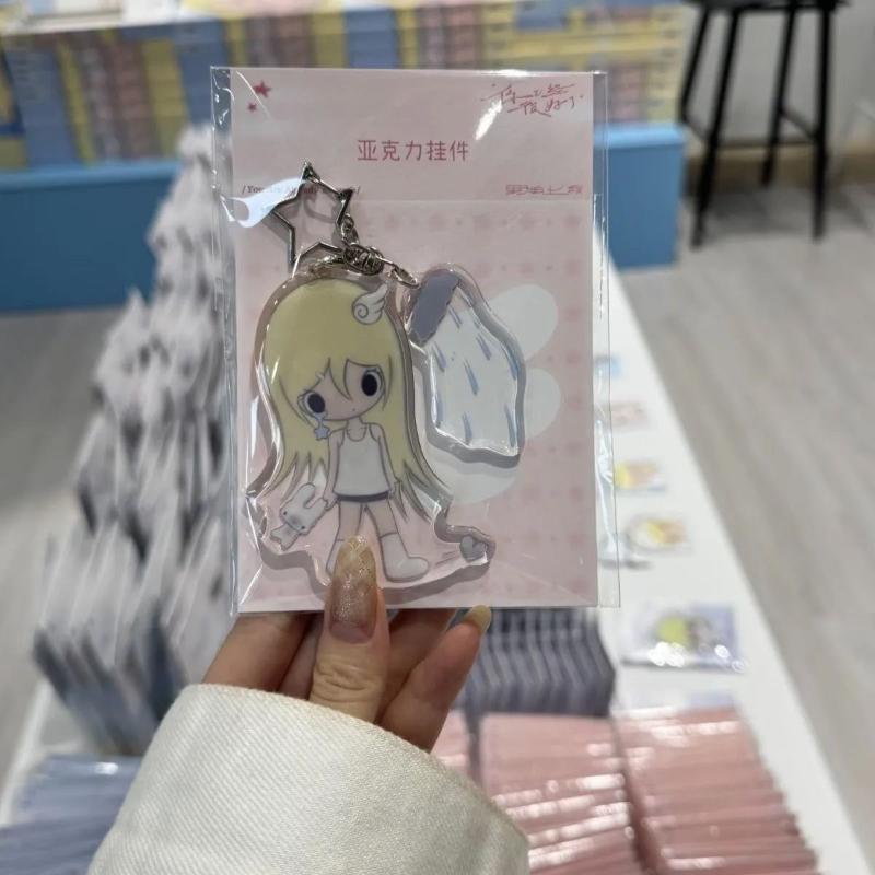 INS Fashionable Acrylic Keychain Set Cute Angel Girl Star Cartoon Charms Women Bag Charm Graduation Gift