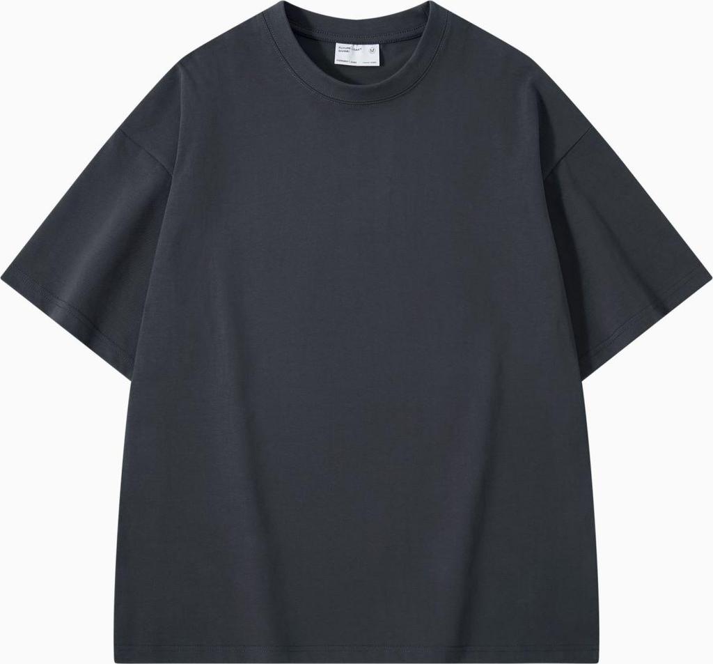 Men's Heavyweight Thickened Cotton Short-Sleeve Drop Shoulder T-Shirt, 300g, Solid Color, Trendy Summer Base Layer