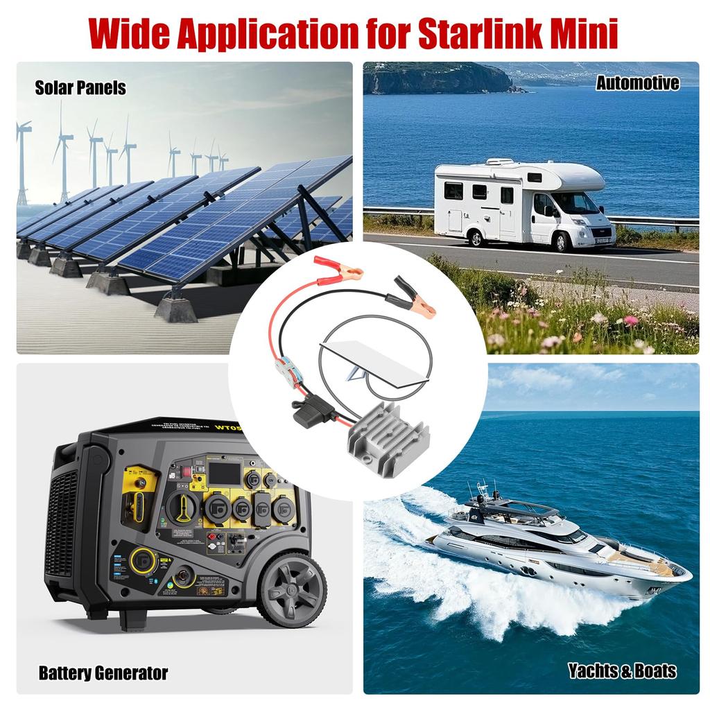 Starlink Mini Dedicated Boost To with Socket for and Dustproof and Shockproof Outdoor Power Kit Converter, 12V/24V 30V, 3.5A, Clip, Cars, Campers,