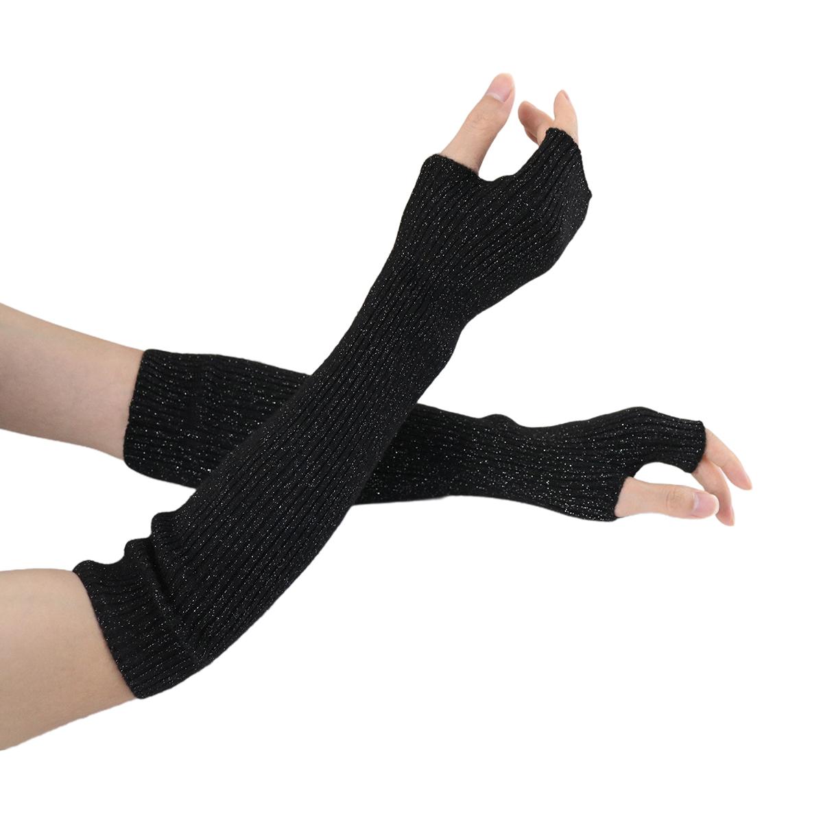 

Жіночі зимові кашемірові довгі рукавички без пальців, трикотажні вовняні y2k готичні рукавиці, однотонні теплі, м’які білі панк-рукавиці до ліктя, 40 см 40cm