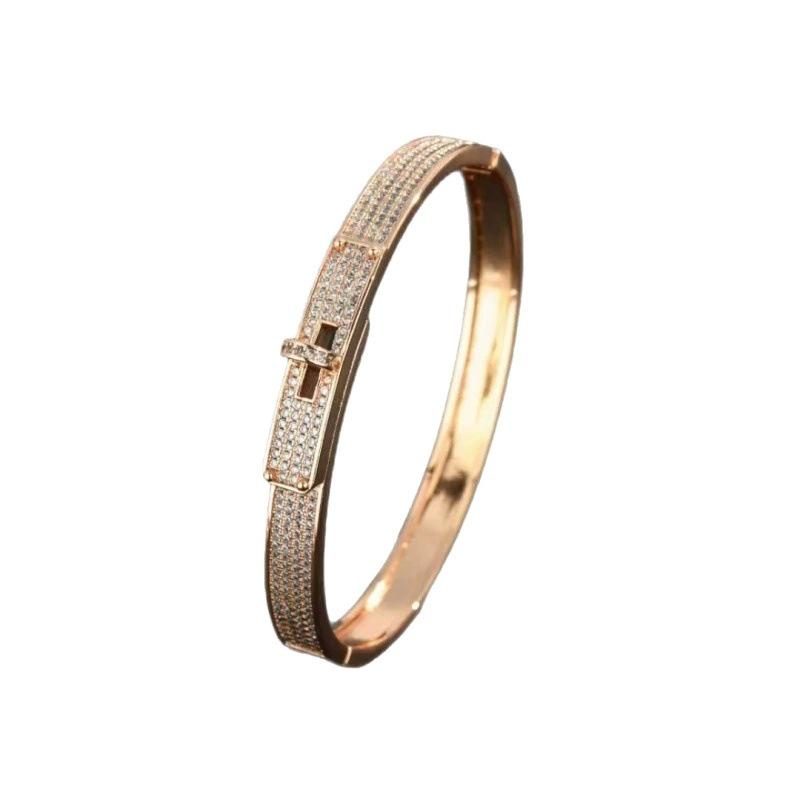 Kelly Pig Nose Full Diamond Women's Bracelet - V Gold Rose Gold, Light Luxury Fashion