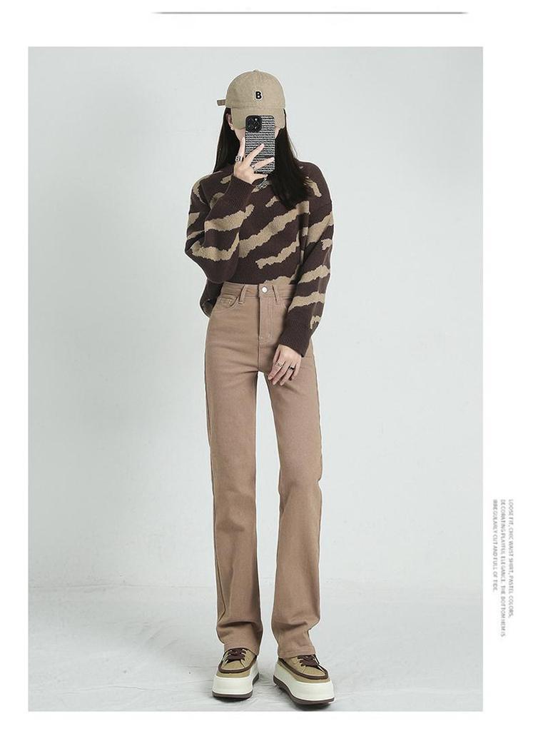 Women's Black High-Waist Wide-Leg Jeans, Spring 2024 - Loose, Slim Fit, Casual Straight-Leg Style