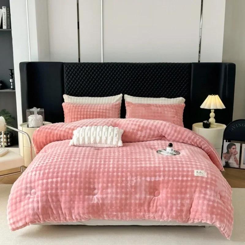 

Плюшевый кролик Молочный плюш Соевый Зимнее одеяло-сердцевина Зимнее одеяло Утолщенное Теплое Коралловое одеяло-сердцевина 150x200cm 2kg розовый