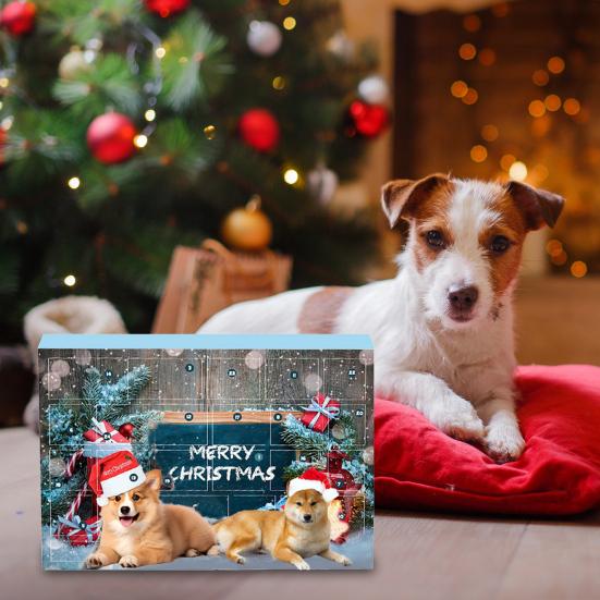 Pet Toy Advent Calendar 24-Day Christmas Countdown Calendar Cat or Dog Toy Set Safe Interactive Chew Toys Balls Collars Plush Toys for Cats