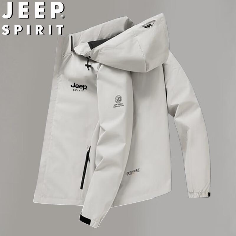 JEEP SPIRIT Men's Hooded Outdoor Windbreaker Jacket