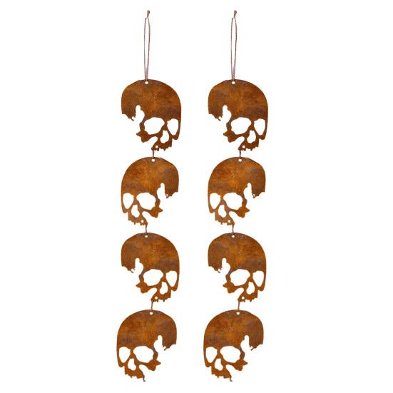 Halloween Skull Hanging Ornaments Metal Garden Sign Decorative Skull Shaped Hanging Tags