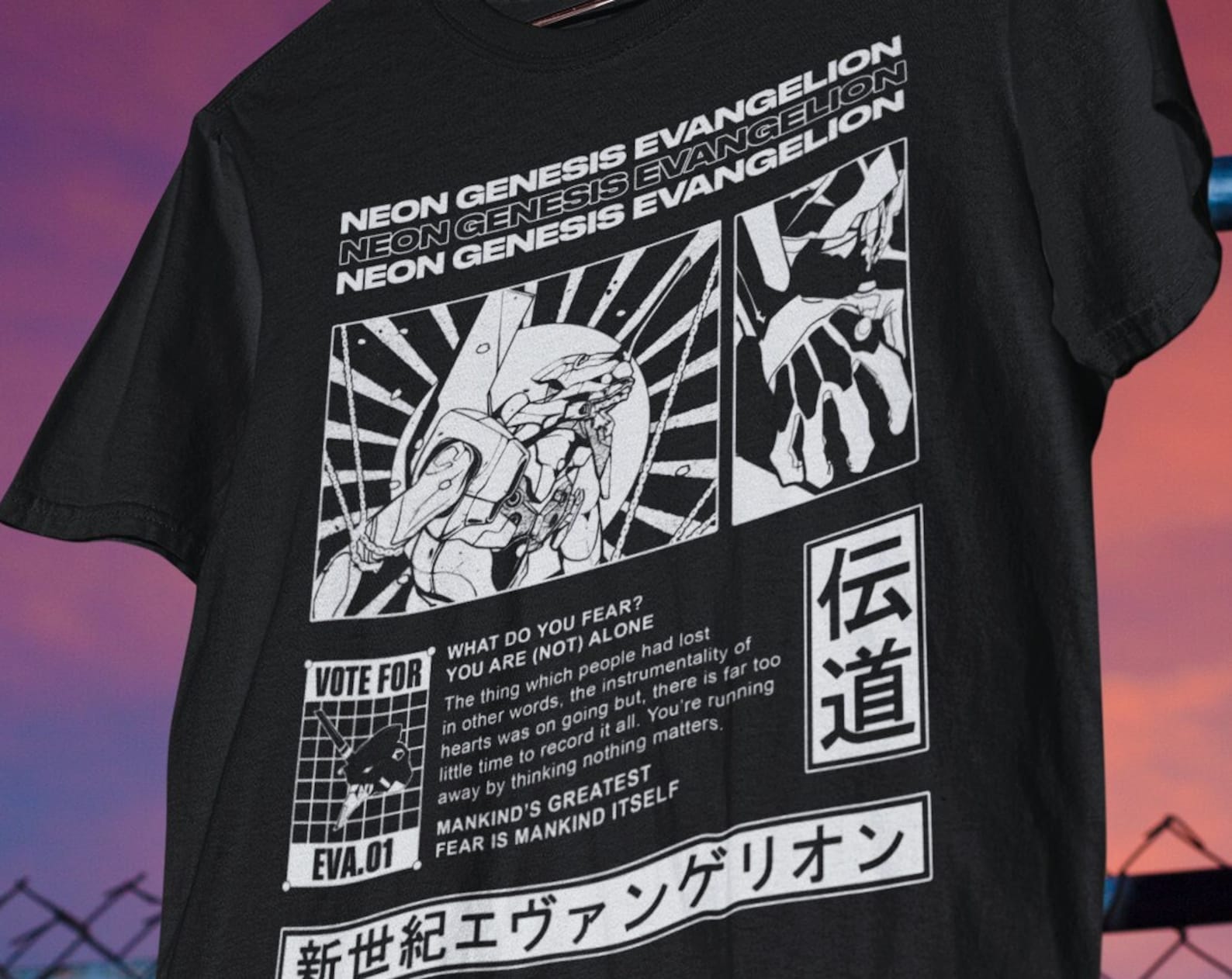 Neon Genesis Evangelion Shirt, Japanese Manga Anime (100% Cotton) 3XL
