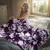 Lilac Flowers Dark Purple Flannel Blanket Perfect for Sofa Office Bed Travel Sleep Read Relax Camping Four Season Use