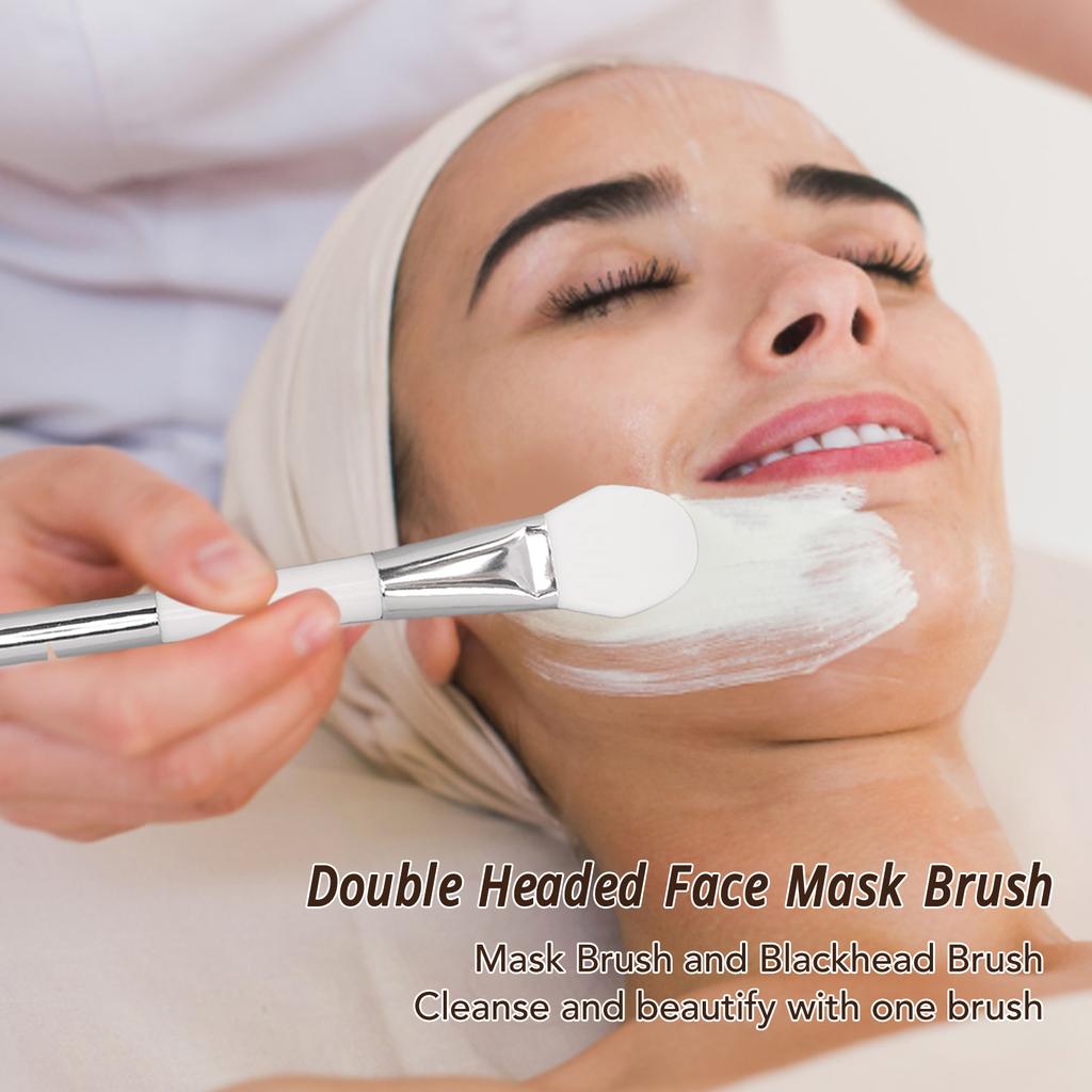 Double Ended Makeup Brush Double Headed Mask Brush 2 in 1 Silicone Mask Applicator Blackhead Remover for Home Beauty Salon