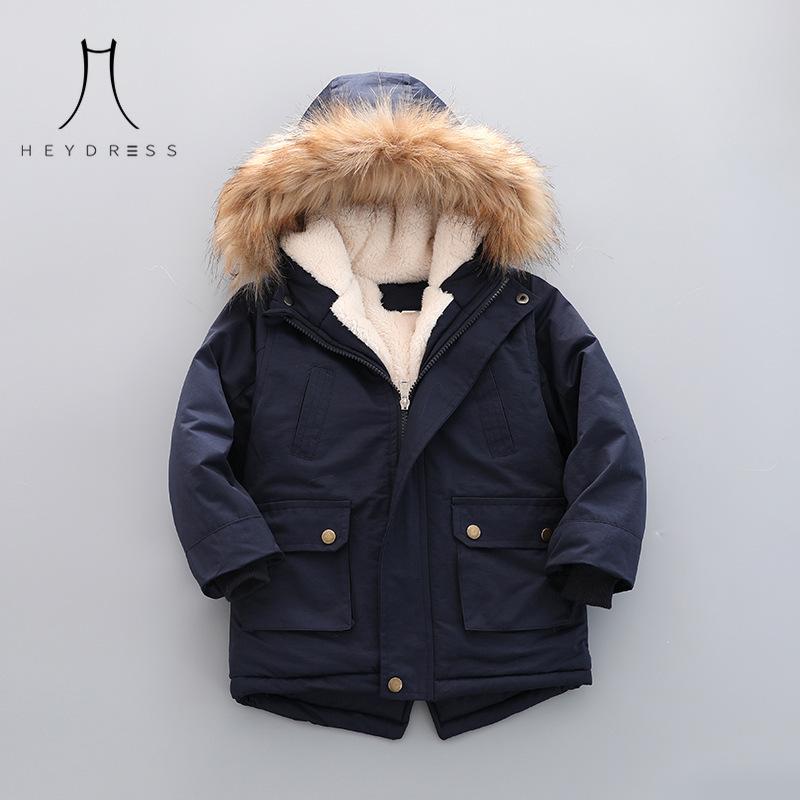 Children Wear Velvet Thickened Cotton Coat Winter New Fashion Hooded Coat Children Cotton Coat