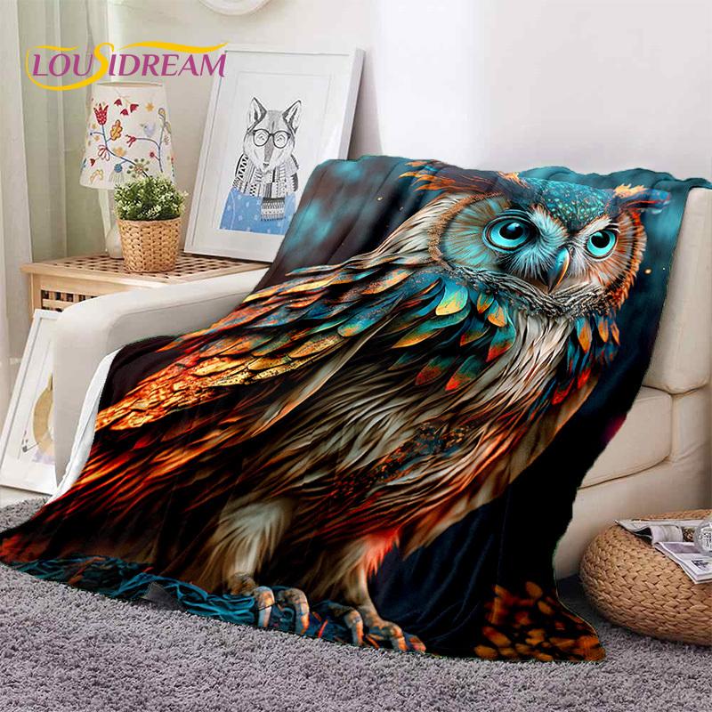 3D Cute Owl Eagle Birds Cartoon HD Soft Flannel Blankets,Throw Blanket Comfortable Blanket for Picnic Beds Home Bedroom Kid Gift