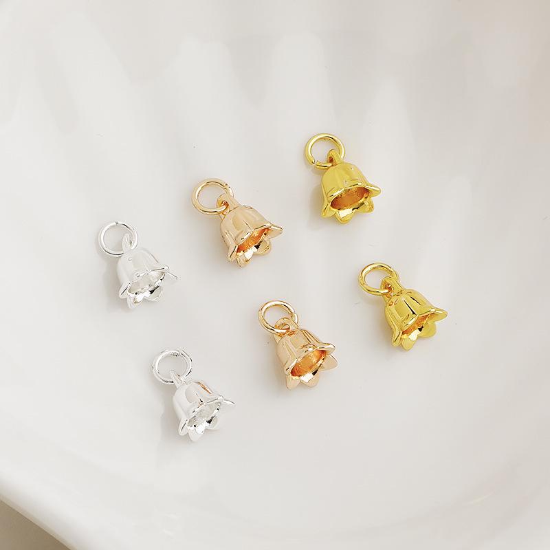 14K Gold Filled Schmuckset: Farbhalte-Ring, Prunkwinde-Anhänger, Maiglöckchen-Halskette, Ohrringe und DIY-Accessoires.