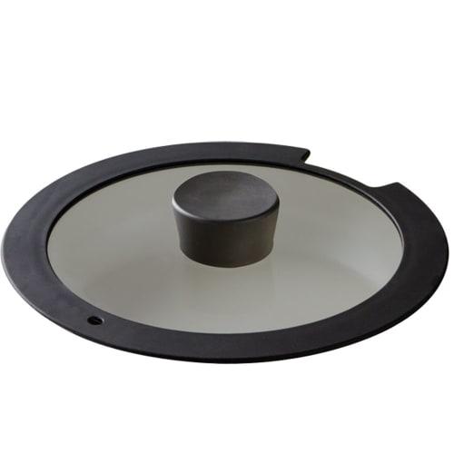 Iris Ohyama Diamond Coated Frying Pan Glass Lid, 28cm, Black, H-IS-GL28