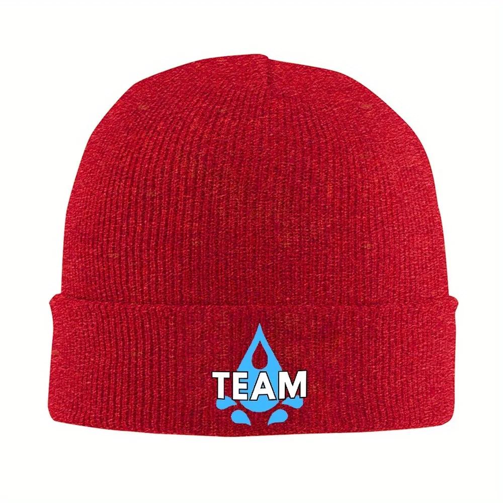 1pc Gengars Beanie Hats Team Blue Knitted Hat Outdoor Elastic Adult Caps Winter Pattern Vintage Bonnet Hats Birthday Present