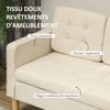 3-Seater Sofa In Snow Flannel, Modern Sofa with Hidden Storage, Tufted Backrest, 166.5 X 62 X 82 Cm, Cream
