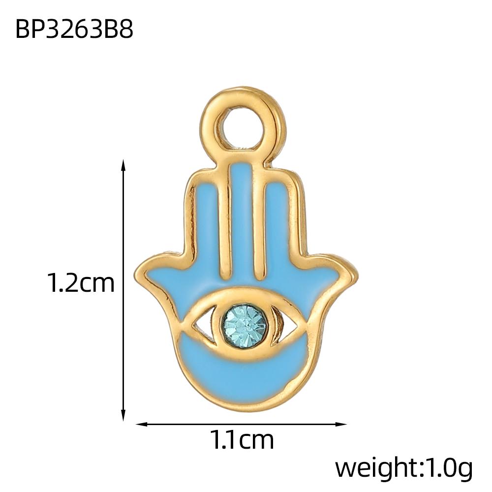 CARLIDANA Pink Blue Enamel Hamsa Hand Charms Gold Plated Charms Religious Muslim Islamic Hand of Fatima Charms DIY Jewelry