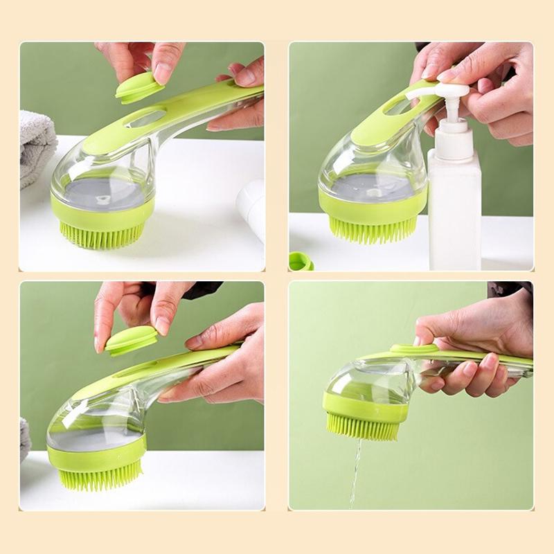 Cepillo de champú de mango largo Cepillo de baño Cepillo de masaje del cuero cabelludo Peine de presión para dispensar Peine de exfoliación corporal Herramientas de peinado de peluquería