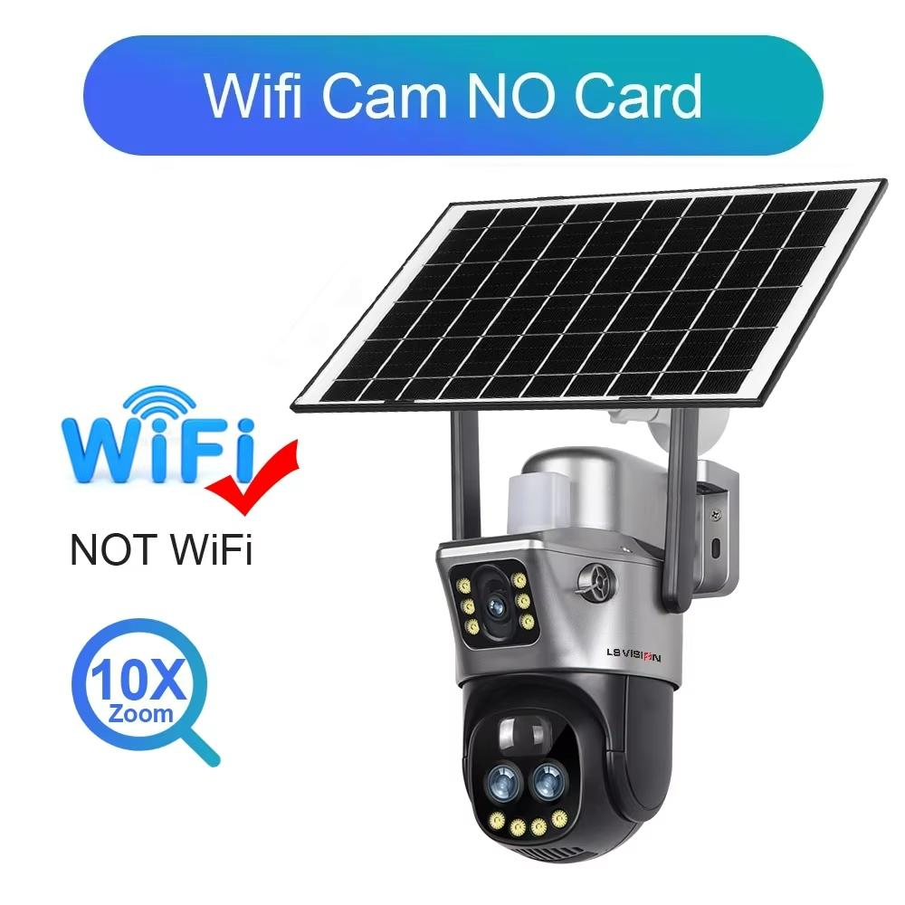 

LS VISION V380 12MP 10XZoom 4G Solar Camera Wifi Outdoor Three Lens 6K Human Detect Light Alarm Cctv PTZ 360 Surveillance Camera WiFi 10xZoom No Card