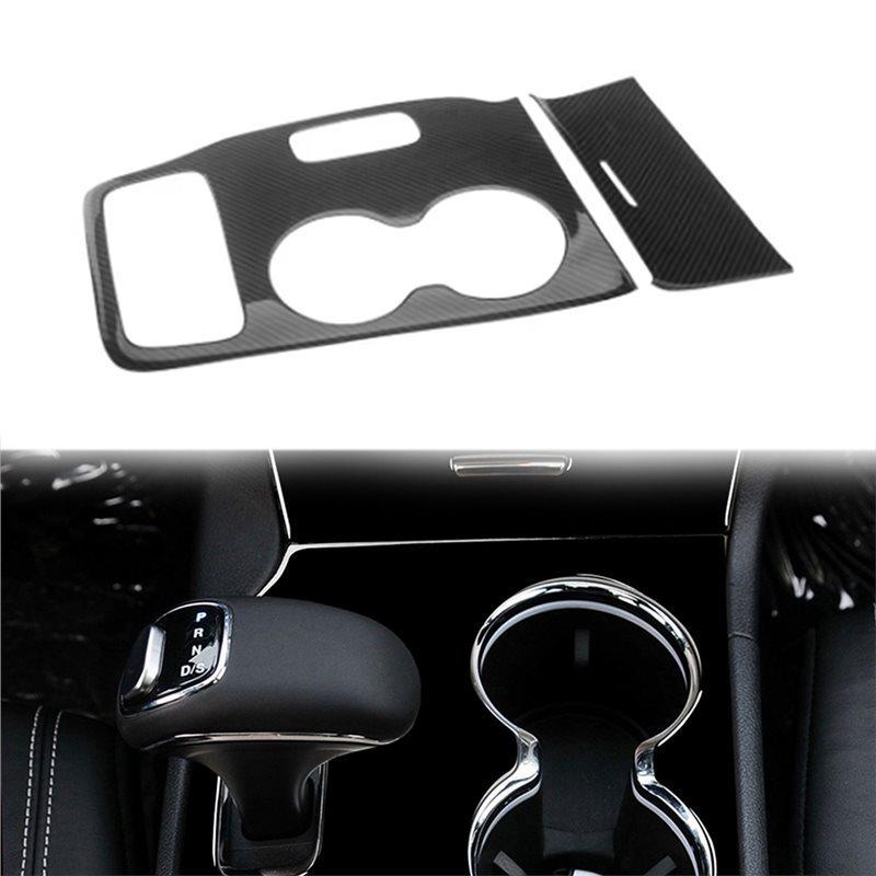 Car Gear Shift Water Cup Holder Panel Decoration Cover Trim For Jeep Grand Cherokee 2014 2015 Black Carbon Fiber