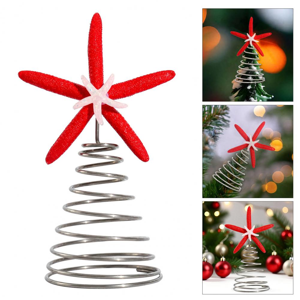 Starfish Tree Topper Christmas Tree Starfish Decoration Starfish Christmas Tree Topper with Metal Spiral for Festive Holiday