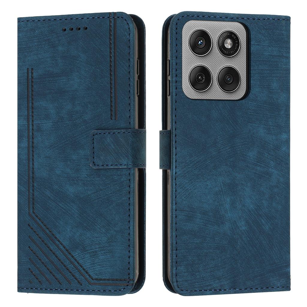 For Motorola Edge 60 Pro 5G Stand Case Imprinted Lines Leather Phone Cover