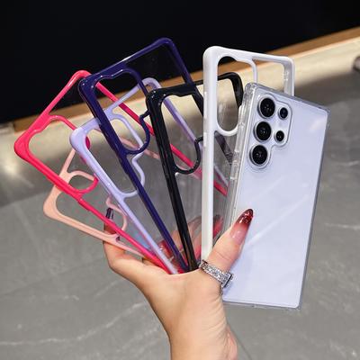 Shockproof Colorful Bumper Clear Phone Case For Samsung Galaxy S23 S24 S25 S24FE Transparent Soft Acrylic Cover For Samsung Galaxy A36 A56 A35 A55 A26