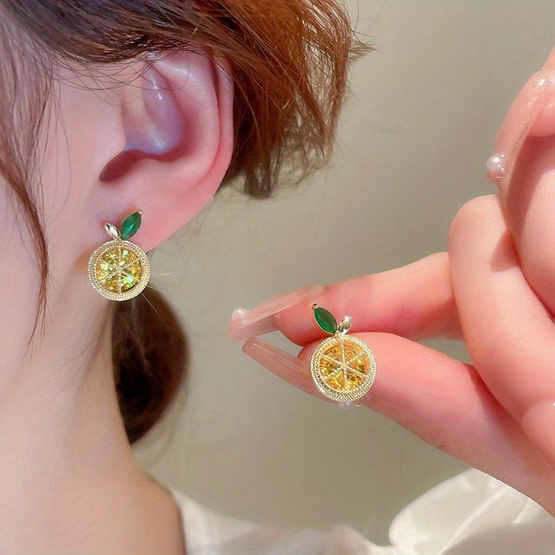 Cute Lemon Earrings - Shiny Fruit Studs, Sweet Creative Jewelry for Women, Birthday Anniversary Christmas Gift, Party Accessories