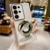 Luxury Plating Holder Case For Samsung Galaxy S24 S23 S22 Plus Ultra S23FE S21FE S20FE M13 M33 M14 M54 Soft Clear Stand Cover