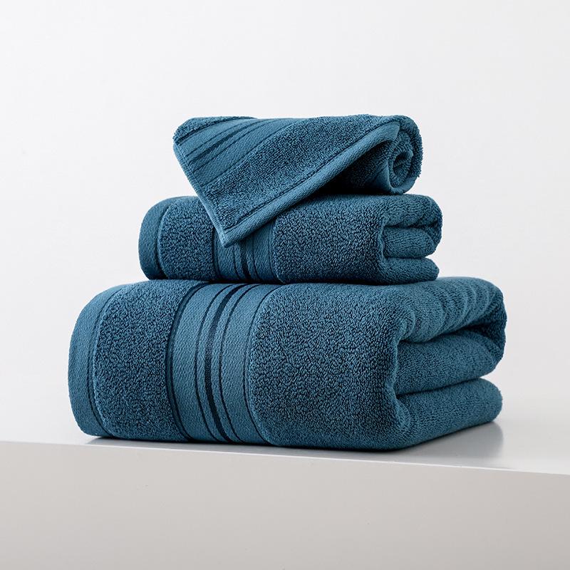 Thickened Pure Cotton Towel Set: Home Bath & Face Towels - 3-Piece