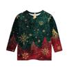 Christmas Day Print Tops For Youth Girls 5-16 Years Round Neck 3/4 Sleeves T-Shirts Trendy Tops Outfit Tees