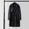 Men's Plus Size High-End PU Leather Knit Trench Coat - Korean Style, Loose, Casual, Spring/Autumn.