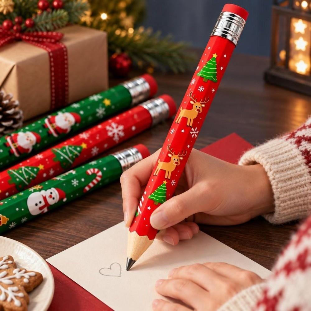 33cm Large Size Big Pencil Christmas Pattern Oversized Wooden Pencil Giant Pencil  Novelty Decor