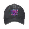 Vibrant Neon Flower Print Baseball Cap Adjustable Cotton Dad Hat Casual Unisex Summer Cap