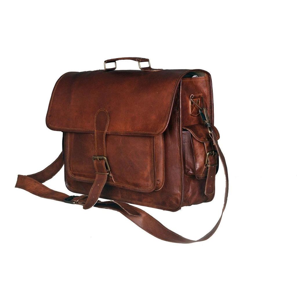 Bag Leather Vintage Laptop Genuine Messenger Men's Briefcase Satchel Shoulder