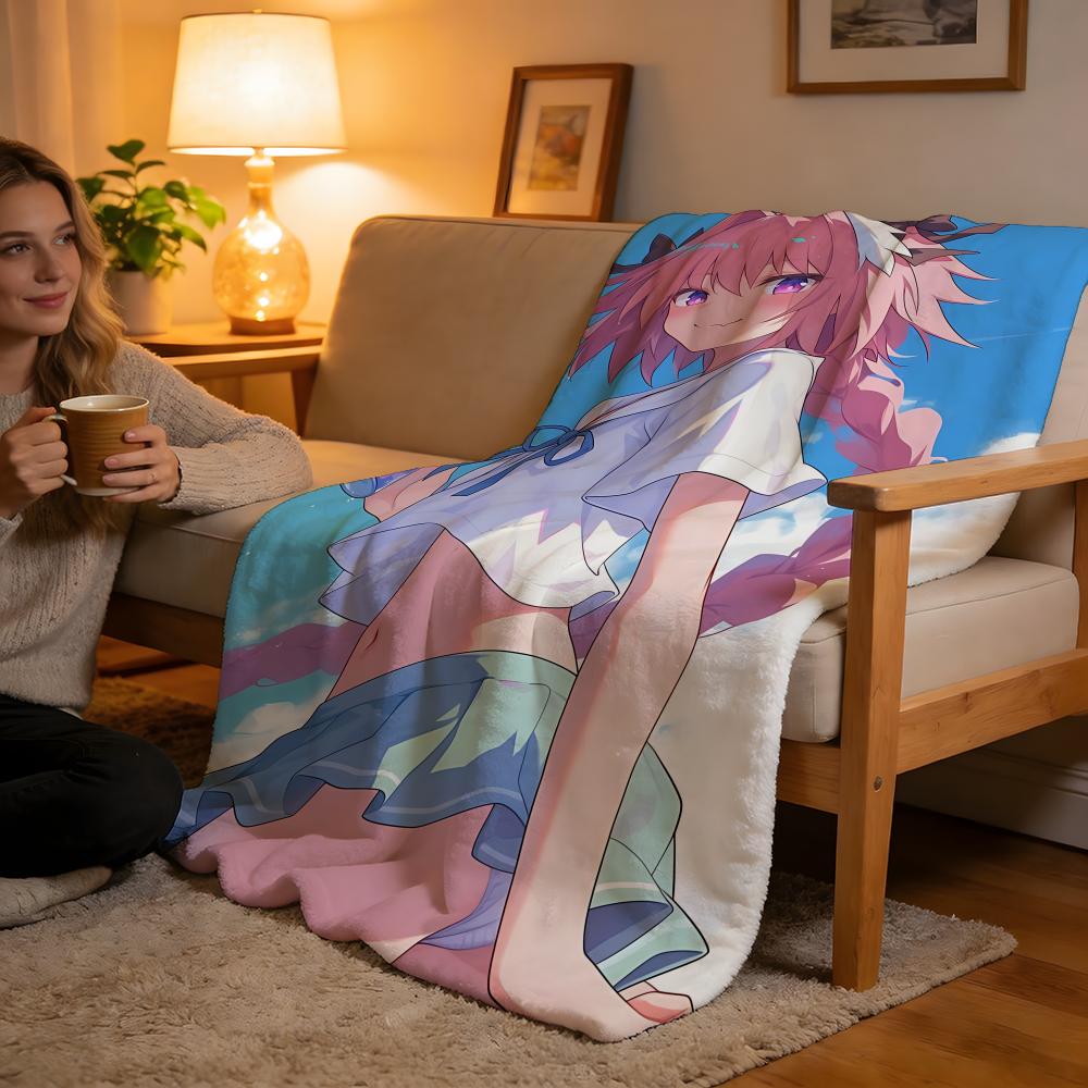Throw High-Density Short Plush Blanket For Sofa Nap Air-Conditioned Room Soft Skin-Friendly Fate Astolfo