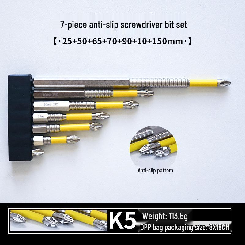 K5 Impact-Resistant Anti-Slip Magnetic Screwdriver Bit - Super Hard Phillips for Electric Drill