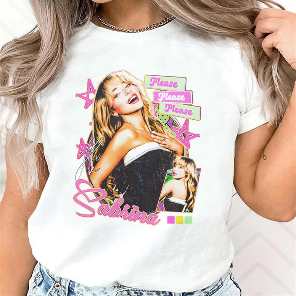 Sabrina Carpenter t shirt Women University korean clothes Psychedelic kawaii shirt Comfortable Pop Culture Graphic Trendy Retro