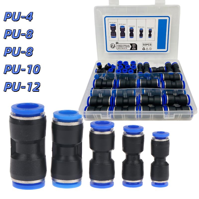 Reliable 40/50Pcs Air Pneumatic Connectors Set Precise 4/6/8/10/12 Sizes for Accurate Industrial Use