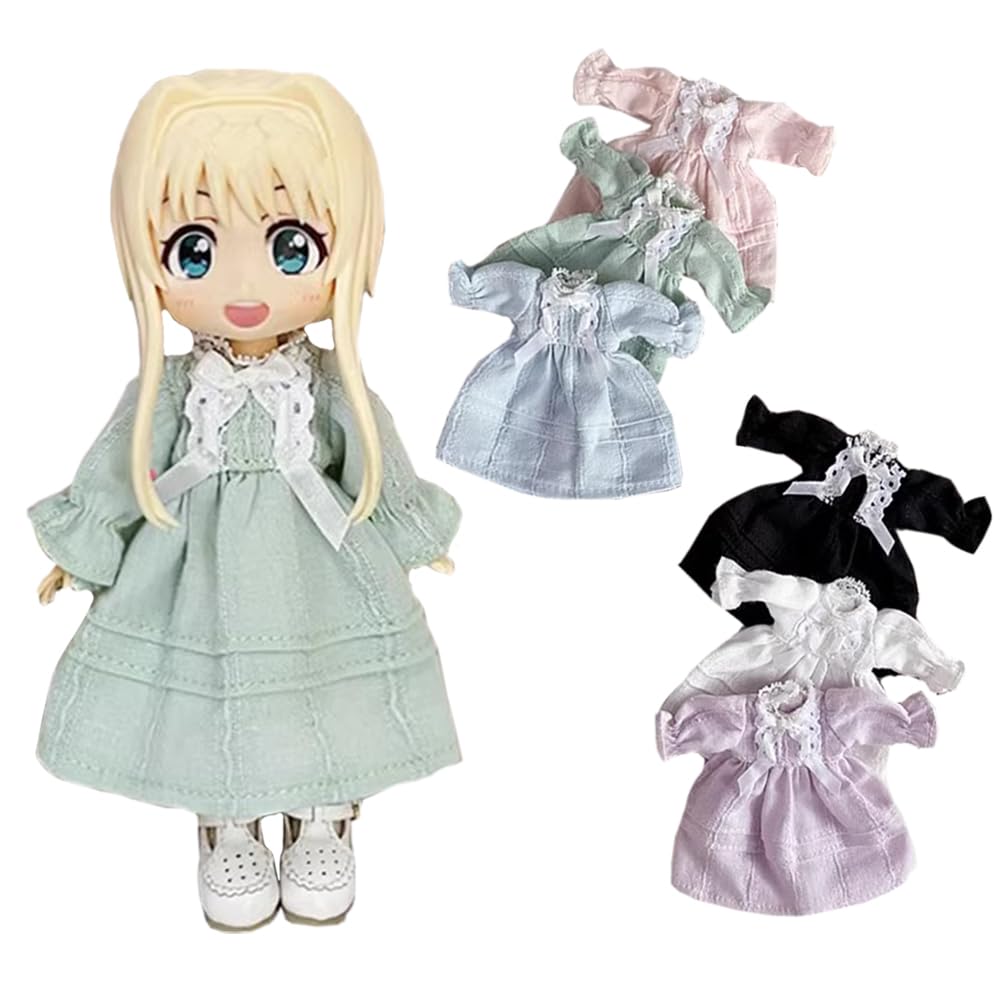 rakulifey Obitsu 11 Costume, One-Piece Dress, Clothing, OB11 Size Clothes, 11cm Obitsu Body Accessories, Lolita Clothes (Blue)