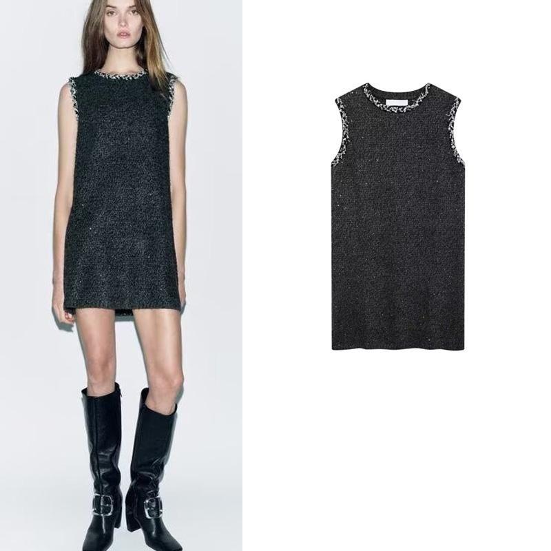 Autumn and Winter New Women clothes Graceful Temperament Sequin Lace Knitted Short Vest Dress 8146108