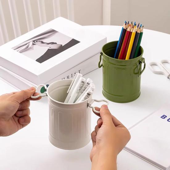 

Pen Holder Compact Size Desk Tidy Organizer Iron Material Multi-Use Makeup Brush Tool Decorative Desktop Accessory рожевий