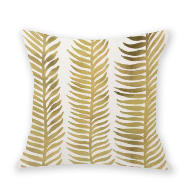 

Плюшевая креативная наволочка-подушка в стиле листа с принтом, имитирующим золотую вышивку, для декора талии, дивана 45CM pillow cover