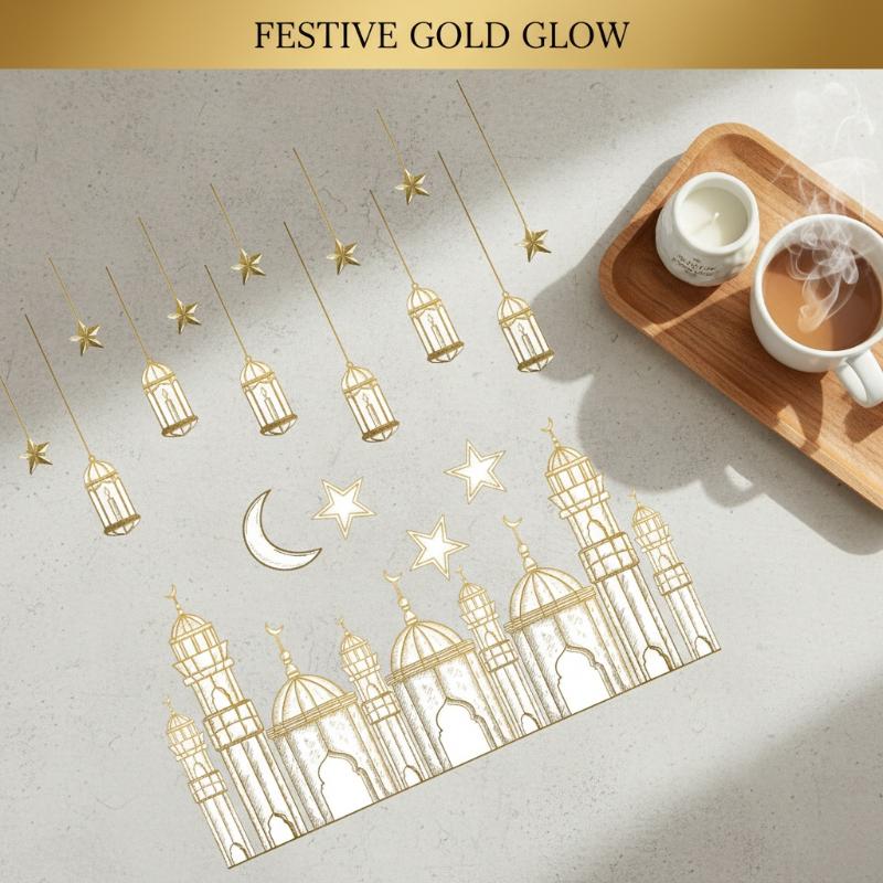Eid Window Stickers Ramadan Decoration Eid Mubarak Decor For Home Wall Stickers Ramadan Kareem Islam Muslim Party Supplies