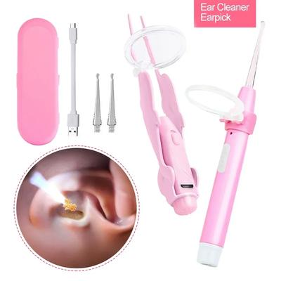 LED FlashLight Earpick Baby Ear Cleaner Endoscope Penlight Spoon Cleaning Ear Curette Light Spoon with Magnifier Ear Wax Removal