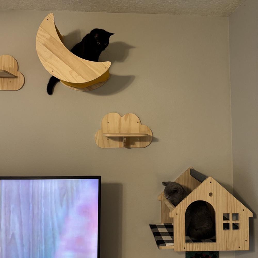 Cat Furniture Set Cat Scratching Ost Hammock Wooden Staircase Indoor Cat Toys Resting and Playing