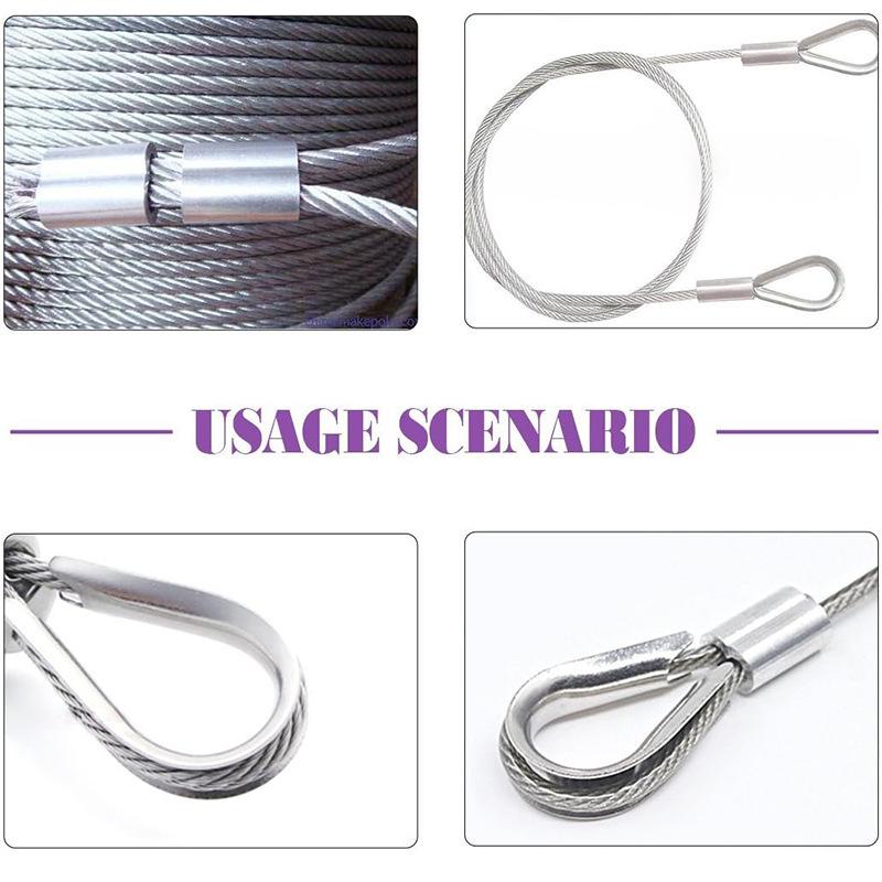 340-Piece Stainless Steel Wire Rope Kit with 304 Stainless Steel Thimbles, Ferrules, Double Hole Aluminum Sleeves, and Figure 8 Rigging