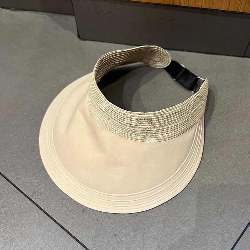 New Summer for Women's Large Brim Empty Top Straw Hat Outdoor Foldable UV Protection Sunshade Hats Fashion Vacation Beach Cap